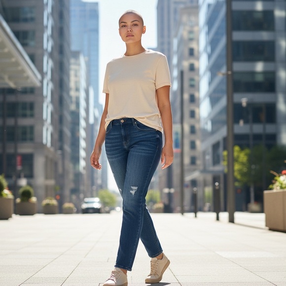 Soft Surroundings Ultimate Denim Straight Leg Jeans blue with fading Size 12 - Picture 4 of 13